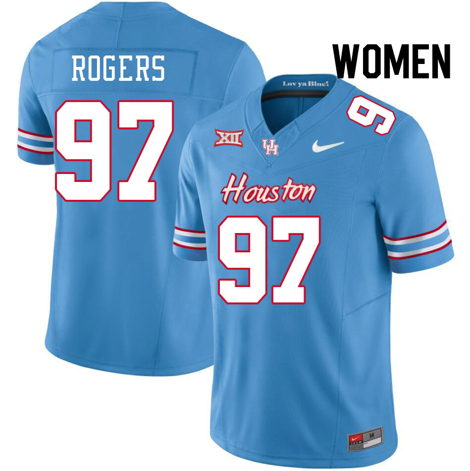 Women #97 Everitt Rogers Houston Cougars College Football Jerseys Stitched-Oilers